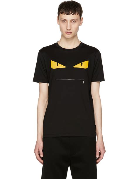 fendi black white t-shirt|fendi t shirt zip mouth.